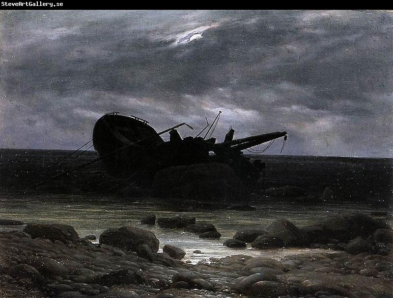 Caspar David Friedrich Wreck in the Moonlight